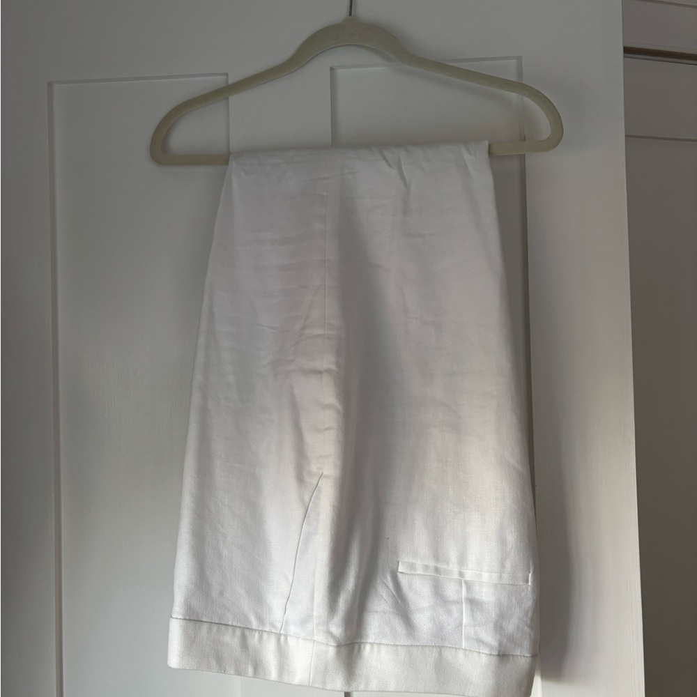 J. Crew Classic White Linen Trousers